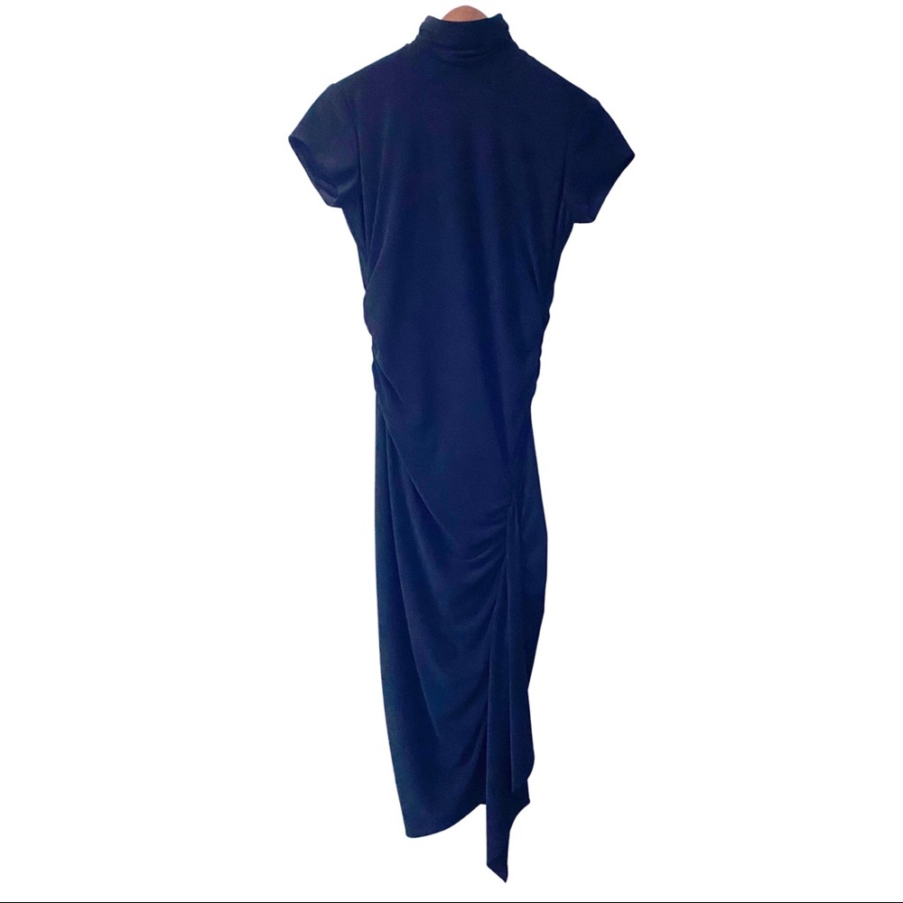 Frank Lyman Black Mock Neck Ruched Cocktail Dress